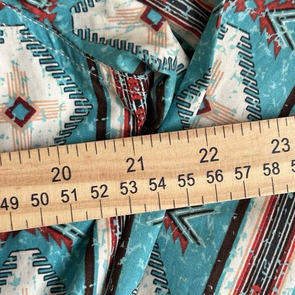 Rock & Roll Cowboy Shirt Mens Large Blue Aztec Snap Front Modern Fit Long Sleeve - Picture 11 of 16